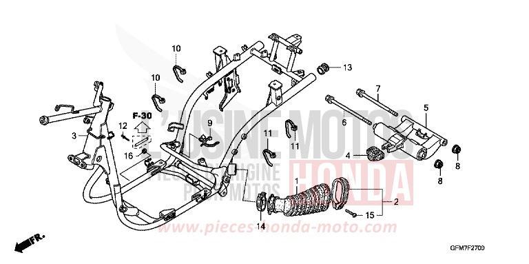 CARROSSERIE DE CHASSIS de NHX 110 Lead NOIR (NH1) de 2008
